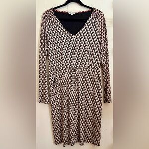 Boden Romilly Heart/Trefoil Light Pink Black Jersey Dress Sz 10R Classic Preppy